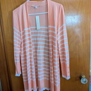 Cyrus Peach and White Striped Cardigan